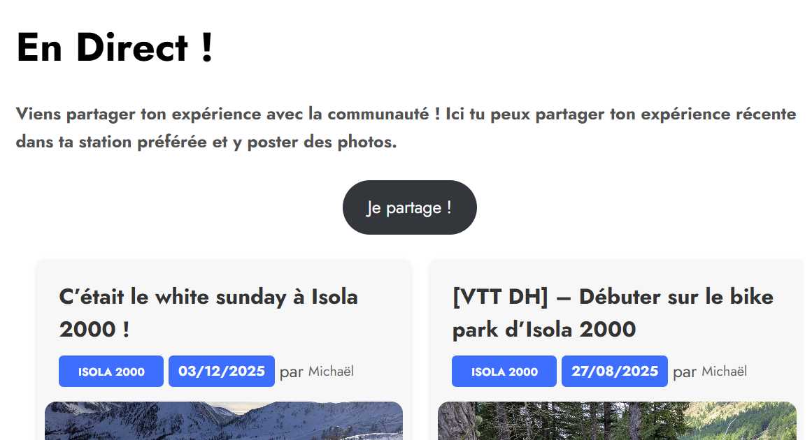 capture d'écran page En Direct !