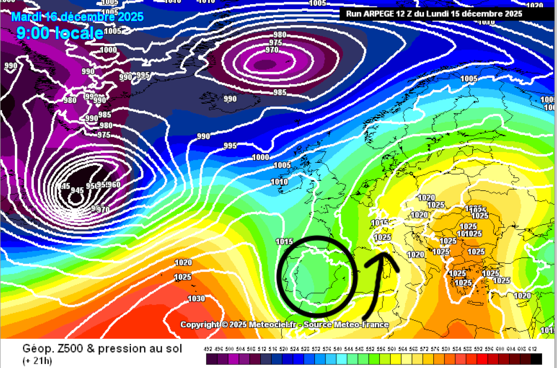 pressions z500 ARPEGE