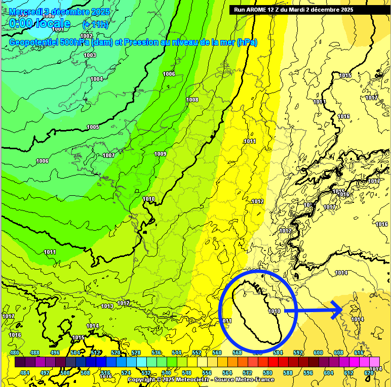 pressions Z500 modèle AROME