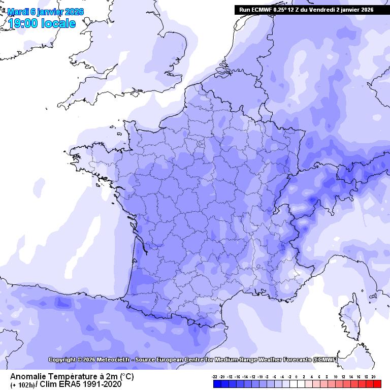 anomalies températures modèle CEP